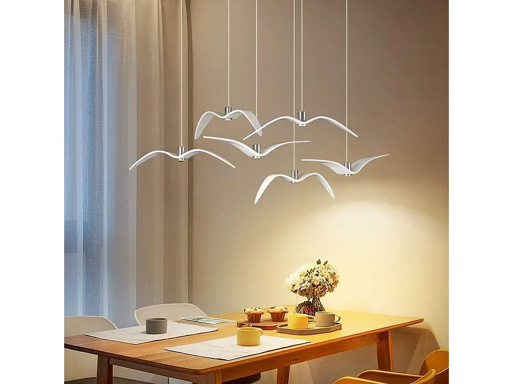 Lustre Mouette - Blanc - Lumière chaude - Lampe de chevet décorative