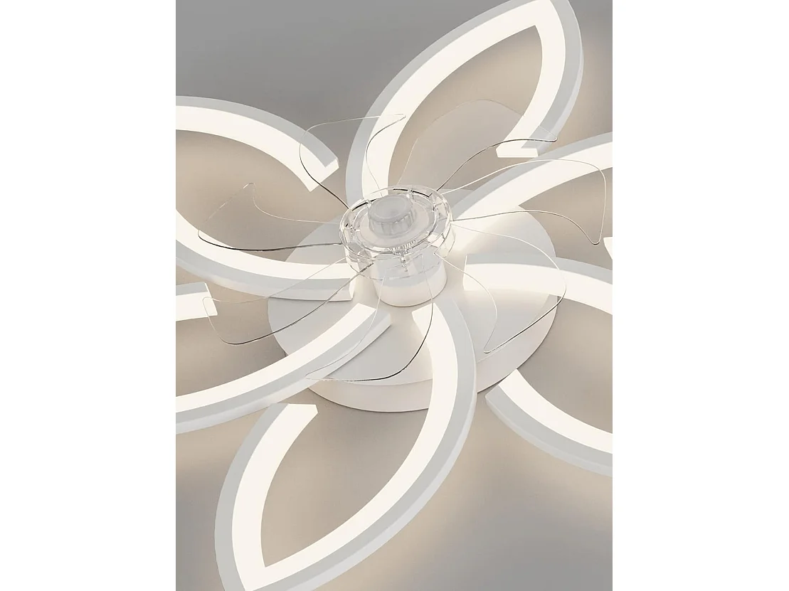 Ventilateur-plafonnier silencieux avec lumière dimmable via APP/télécommande - Design acrylique fleuri 70W (Noir)