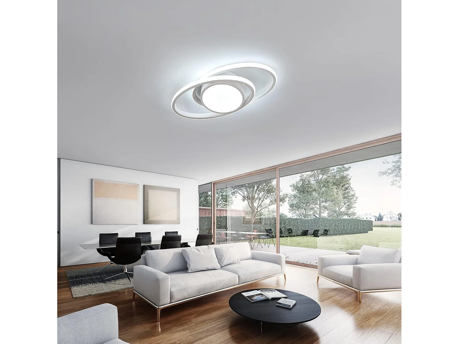 Plafonnier LED, Lampe de plafond Rond 39W, Blanc Froid 6000K, Moderne Luminaire Plafonnier pour Salon Chambre cuisine Balcon (Blanc) [Classe énergétique E]