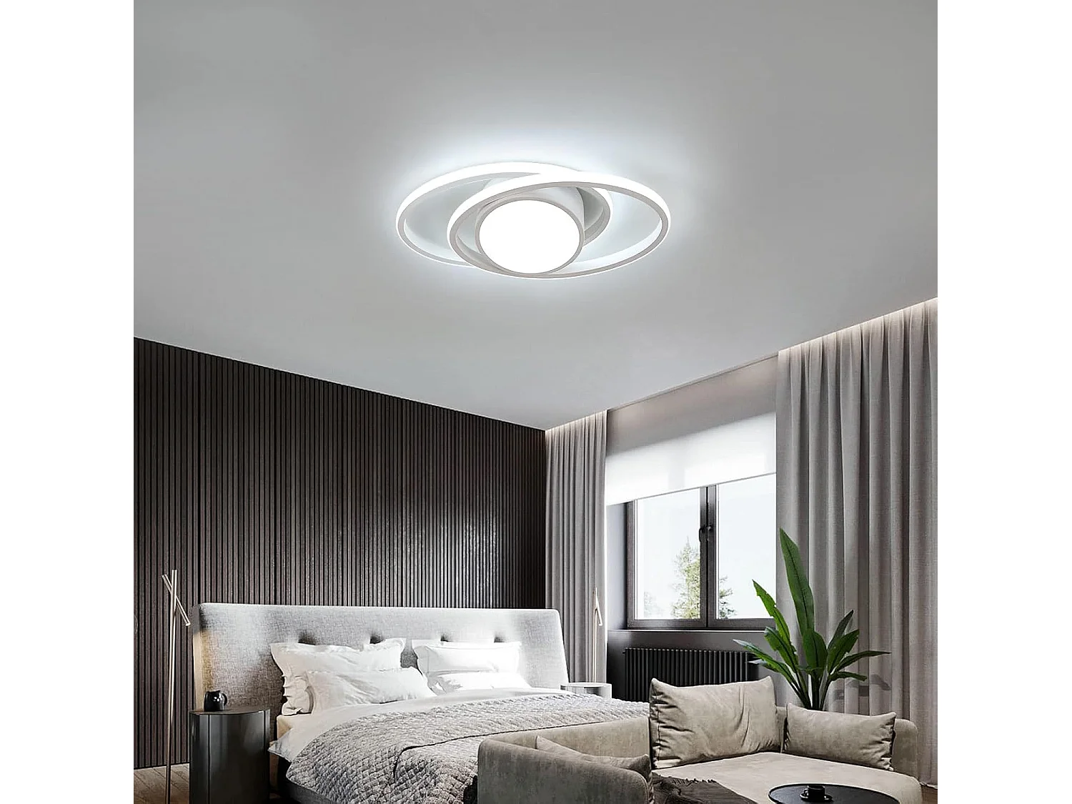 Plafonnier LED, Lampe de plafond Rond 39W, Blanc Froid 6000K, Moderne Luminaire Plafonnier pour Salon Chambre cuisine Balcon (Blanc) [Classe énergétique E]