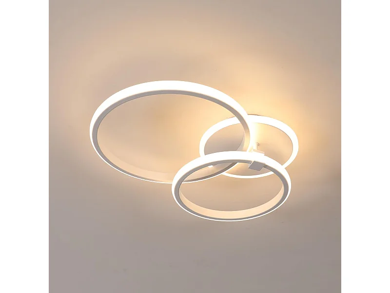 Plafonnier LED Moderne, Lampe de Plafond Ronde 42W 3500LM, Lustre LED Plafonnier en Aluminium et acrylique pour Salon,Longueur 52cm (Blanche Chaude 3000K) Blanc