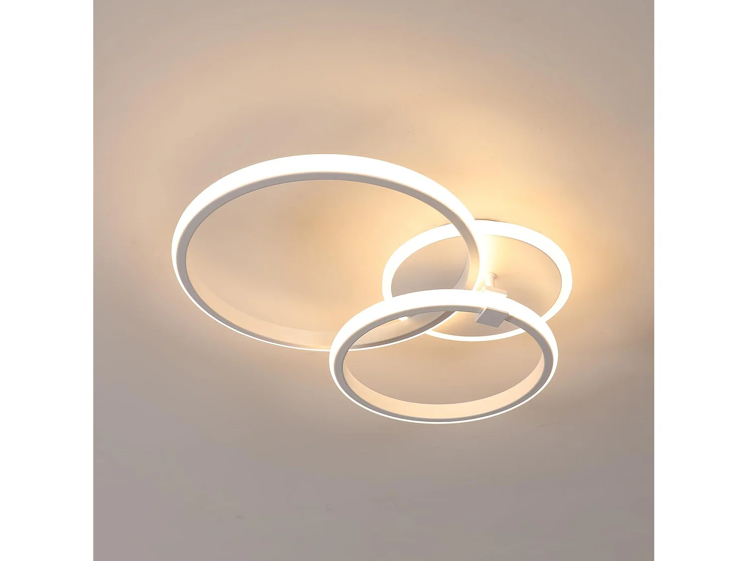 Plafonnier LED Moderne, Lampe de Plafond Ronde 42W 3500LM, Lustre LED Plafonnier en Aluminium et acrylique pour Salon,Longueur 52cm (Blanche Chaude 3000K) Blanc