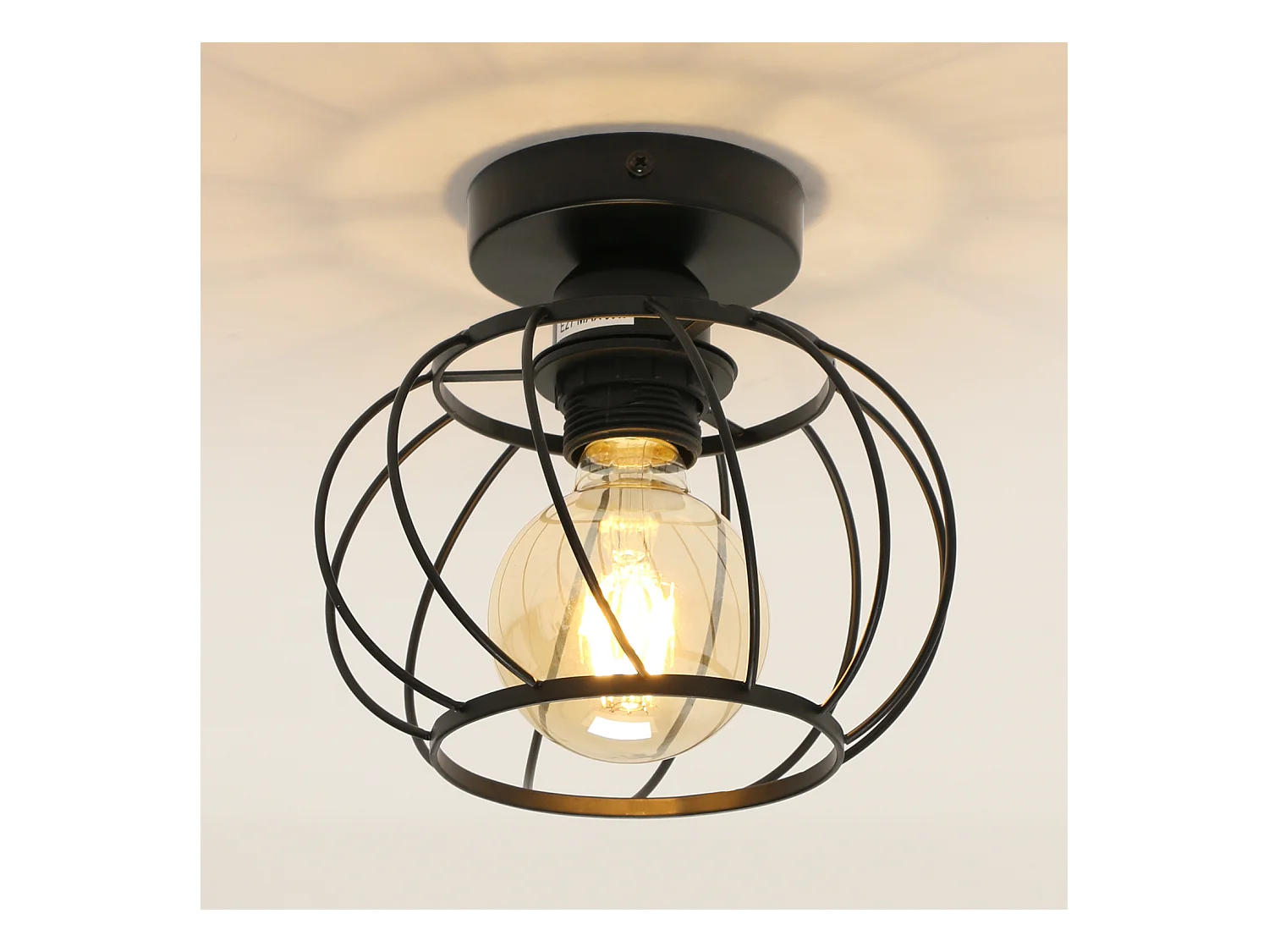 Plafonnier en fer Métal E27, Mini Éclairage de Plafond Semi encastré Rond, Luminaire Plafond en fer pour Chambre Cuisine Salle à Manger Couloir Entrée (Noir)