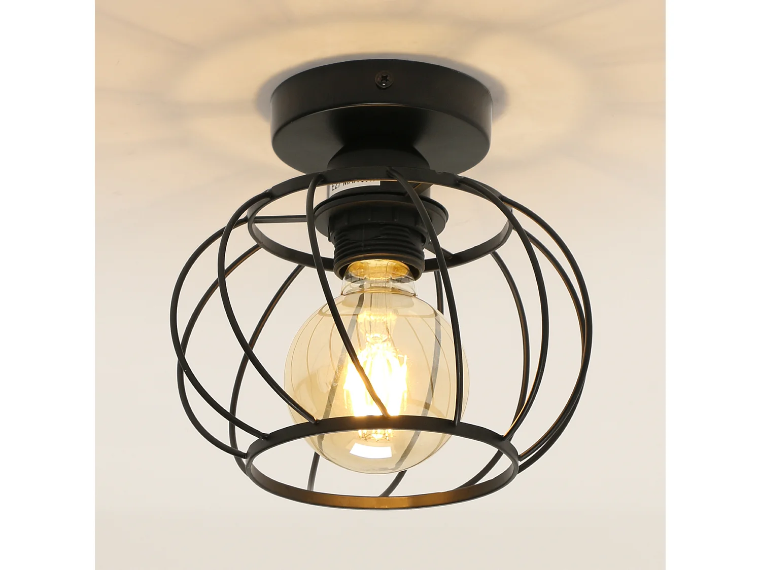 Plafonnier en fer Métal E27, Mini Éclairage de Plafond Semi encastré Rond, Luminaire Plafond en fer pour Chambre Cuisine Salle à Manger Couloir Entrée (Noir)