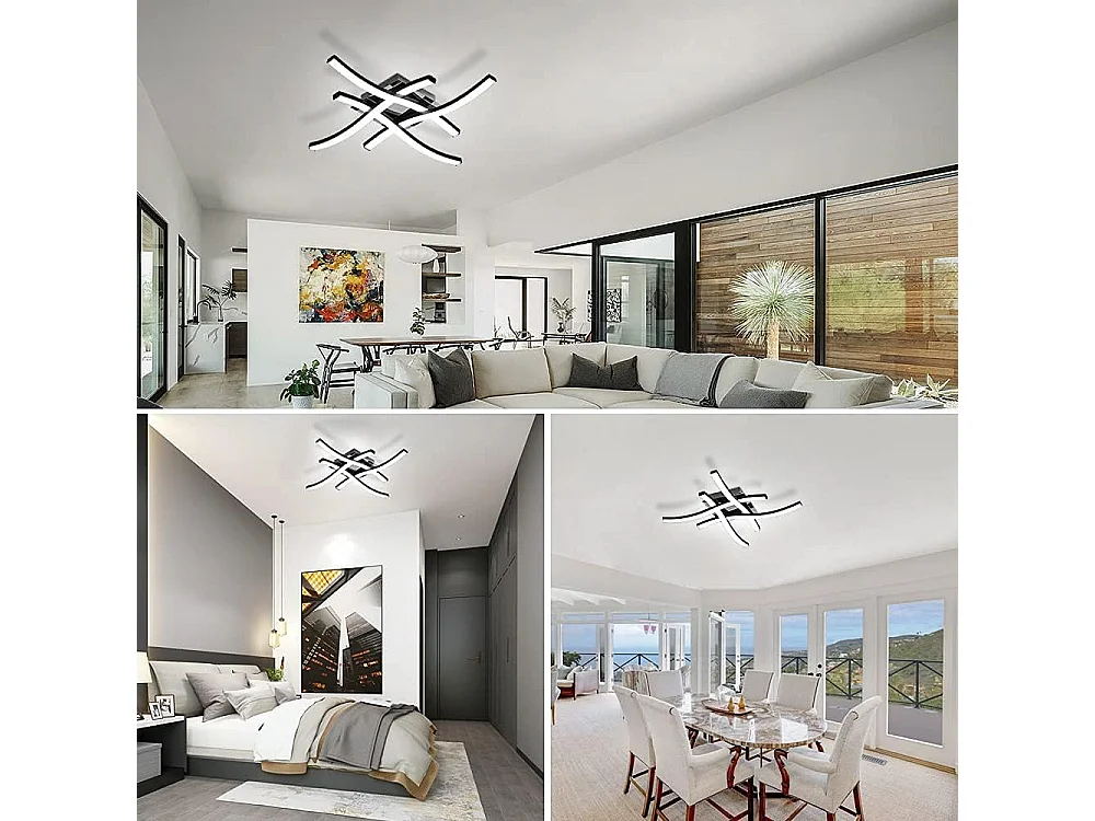 Plafonnier LED Design Moderne,Suspension Luminaire en forme de vague,Lumière Blanche Froide 6500K,Lustre Moderne pour Salon Salle à Manger