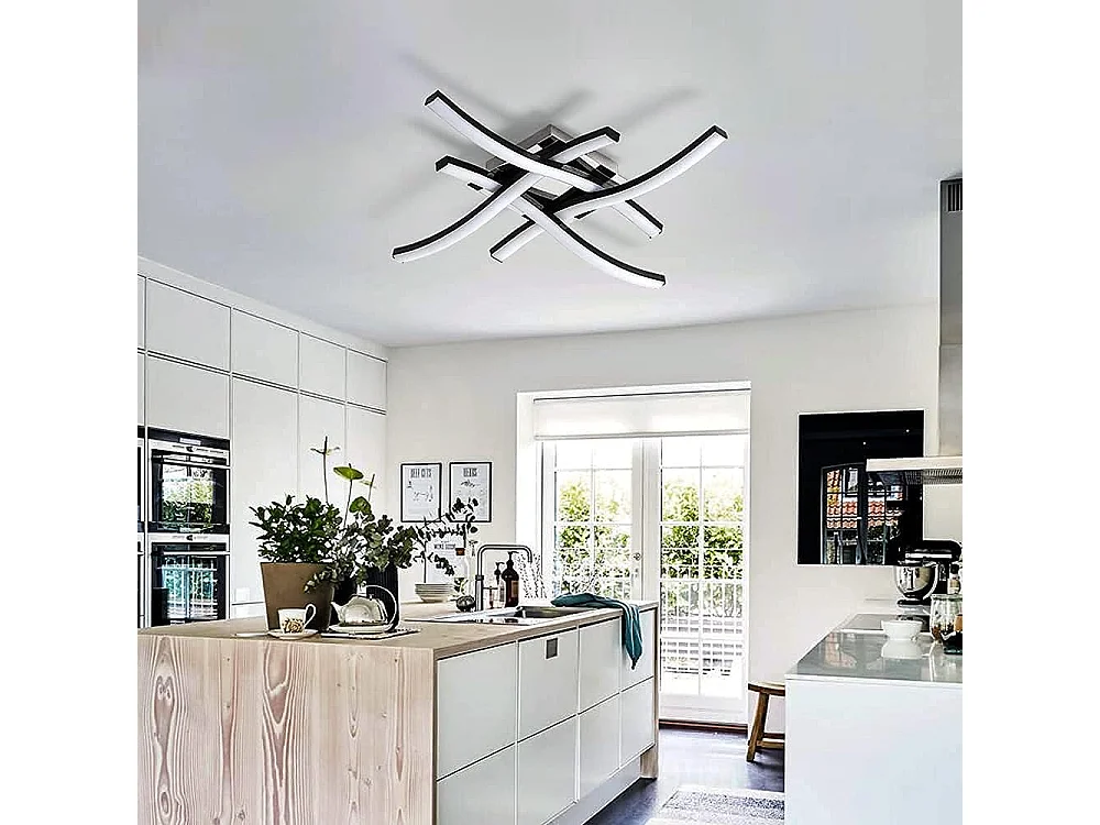 Plafonnier LED Design Moderne,Suspension Luminaire en forme de vague,Lumière Blanche Froide 6500K,Lustre Moderne pour Salon Salle à Manger