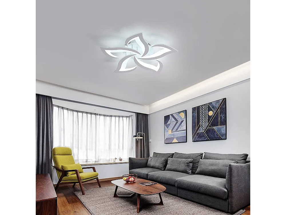 Plafonnier LED moderne à intensité variable avec télécommande, éclairage de plafond en forme de fleur pour salon, chambre, cuisine, couloir,blanc