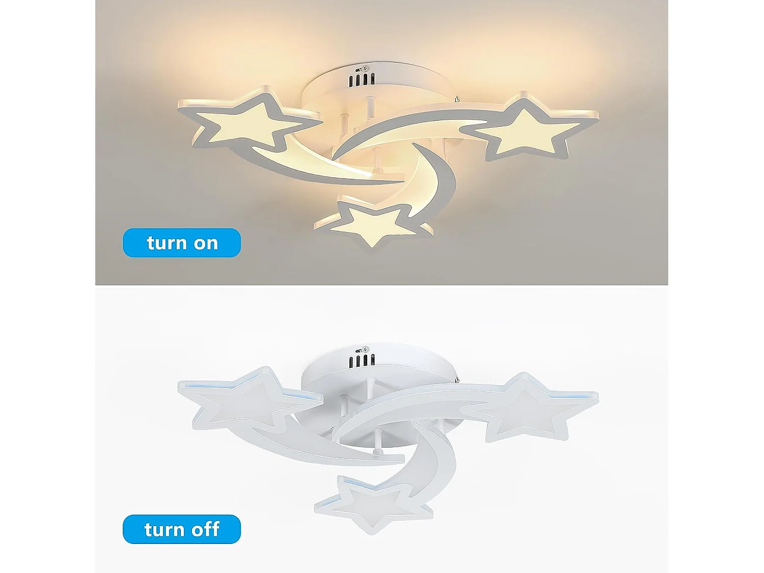 Plafonnier LED 30W, Lampe de plafond en forme Star moderne pour Chambre à coucher Chambre d'enfant, Lumière Blanc Chaud 3000K