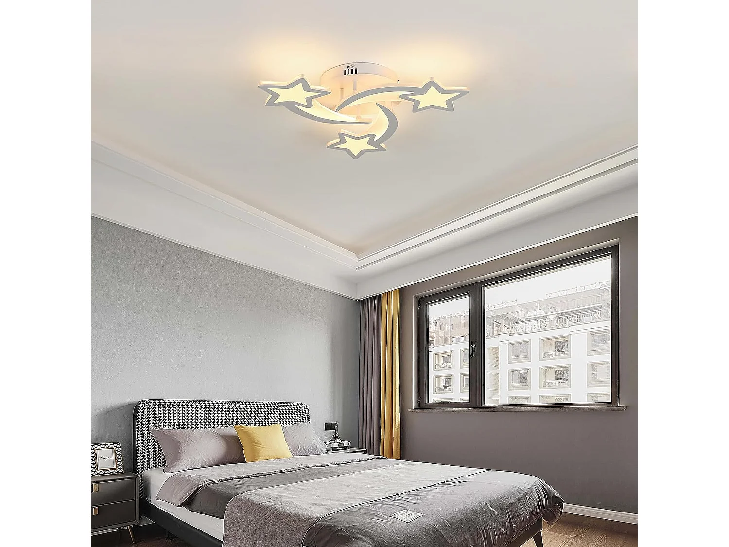 Plafonnier LED 30W, Lampe de plafond en forme Star moderne pour Chambre à coucher Chambre d'enfant, Lumière Blanc Chaud 3000K