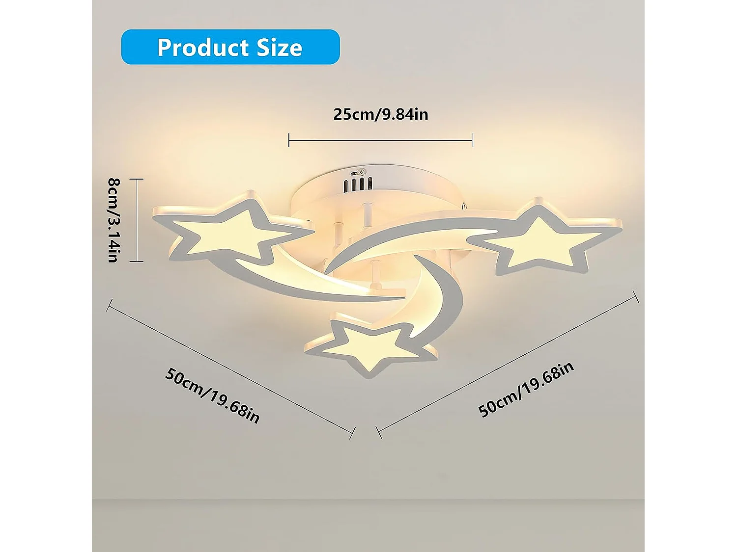Plafonnier LED 30W, Lampe de plafond en forme Star moderne pour Chambre à coucher Chambre d'enfant, Lumière Blanc Chaud 3000K