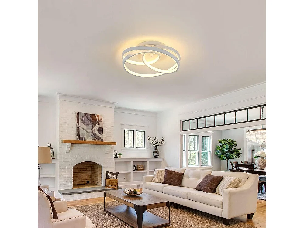 Plafonnier LED, Luminaire Plafonnier Moderne 40W 2600LM, Blanc Chaud 3000K, Créatif Lampe de Plafond en Acrylique, pour Chambre à coucher Balcon,Dia 30cm