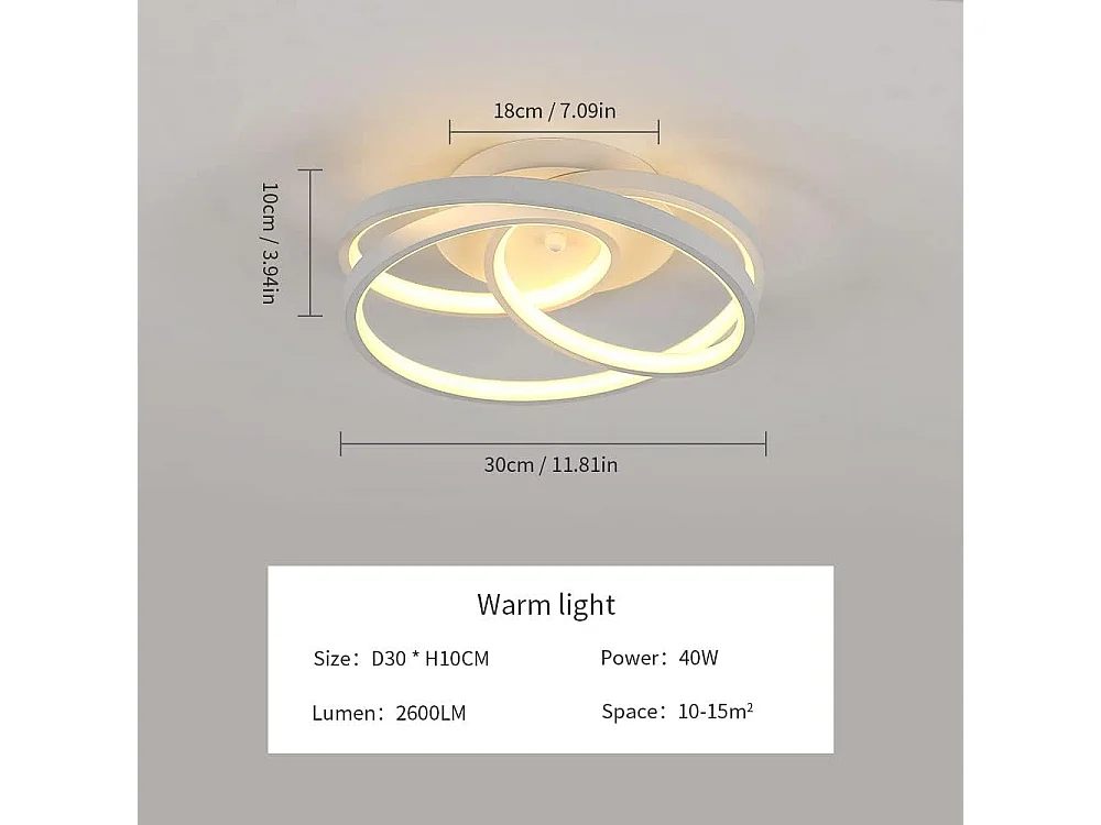 Plafonnier LED, Luminaire Plafonnier Moderne 40W 2600LM, Blanc Chaud 3000K, Créatif Lampe de Plafond en Acrylique, pour Chambre à coucher Balcon,Dia 30cm