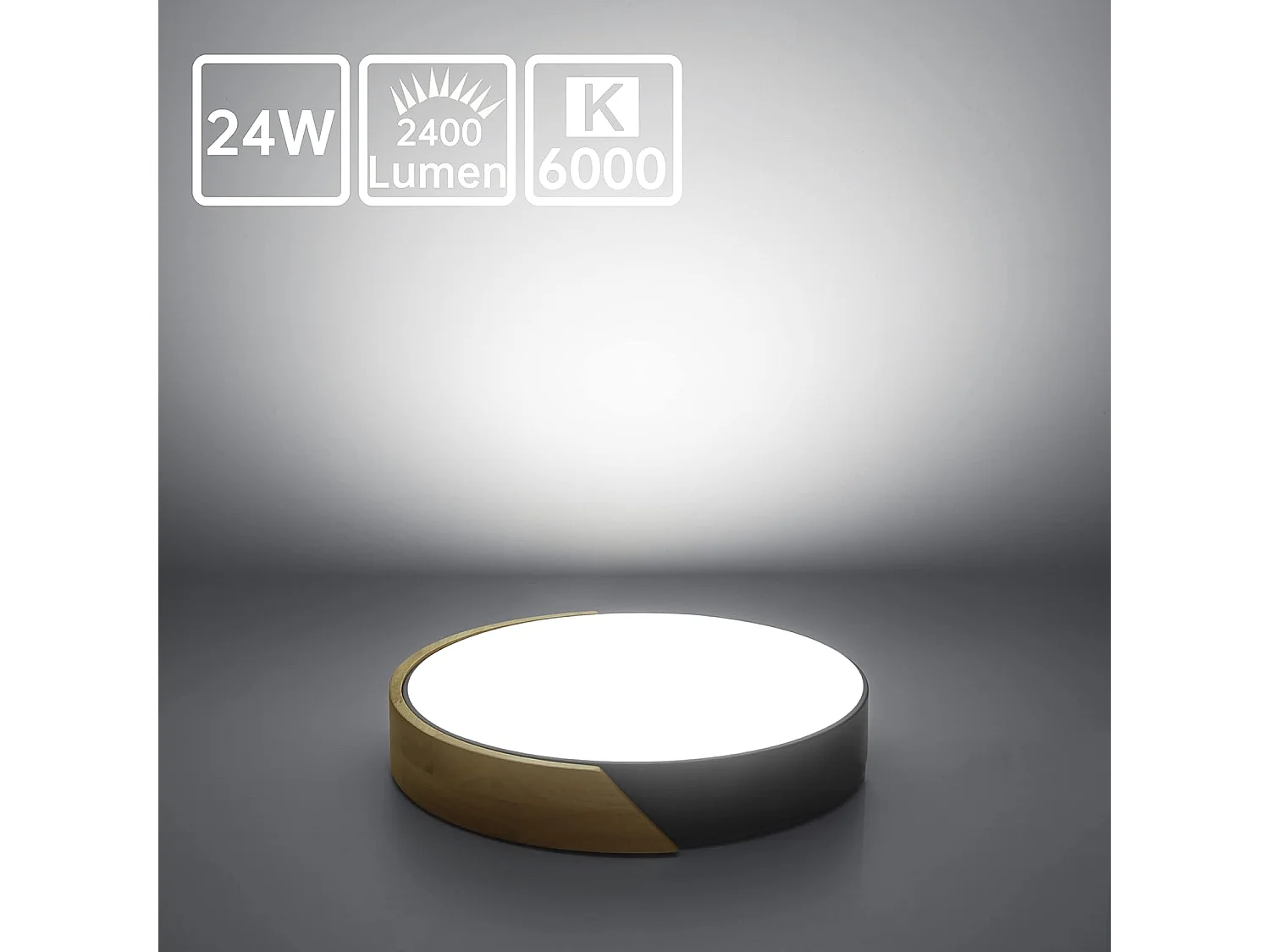 Kambo LED Plafonnier 24W 2400LM LED Lampe de Plafond Moderne Rond Blanc Froid 6000K Ø30*5CM Chambre la Cuisine le Salon le Balcon et le Couloir