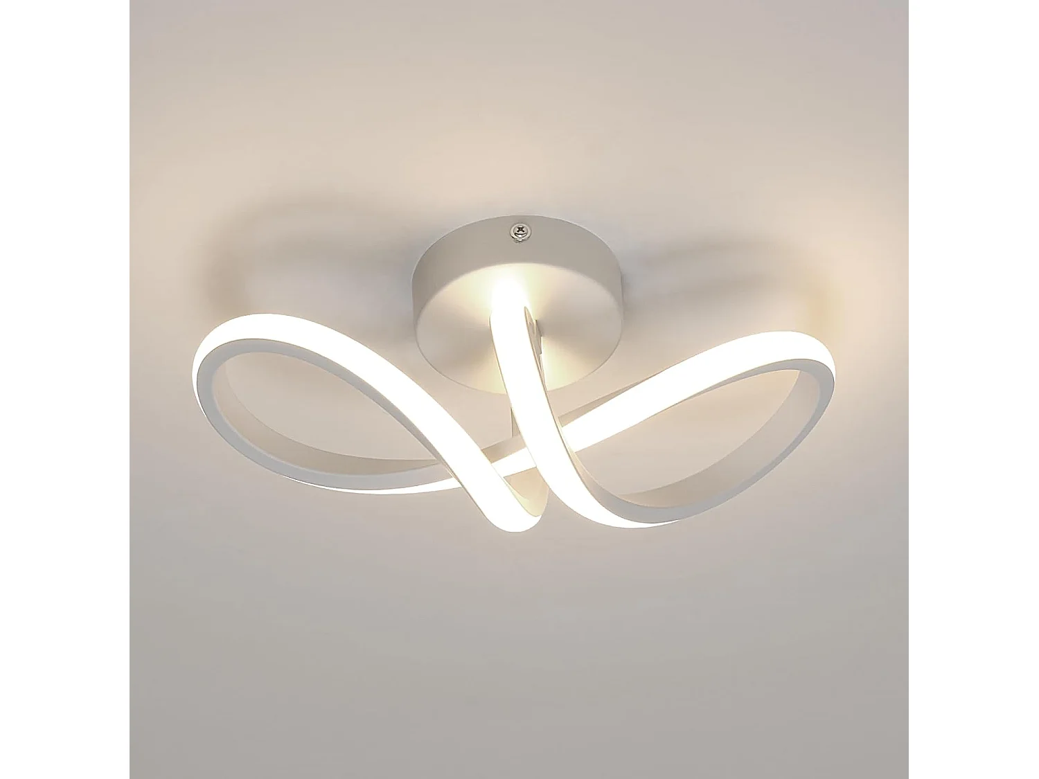 Plafonnier LED Moderne, 20W Plafonnier LED Courbé en Forme de 8, Lustre de Plafond LED 4500K pour Chambre Salon Salle à Manger (Lumière Neutre)