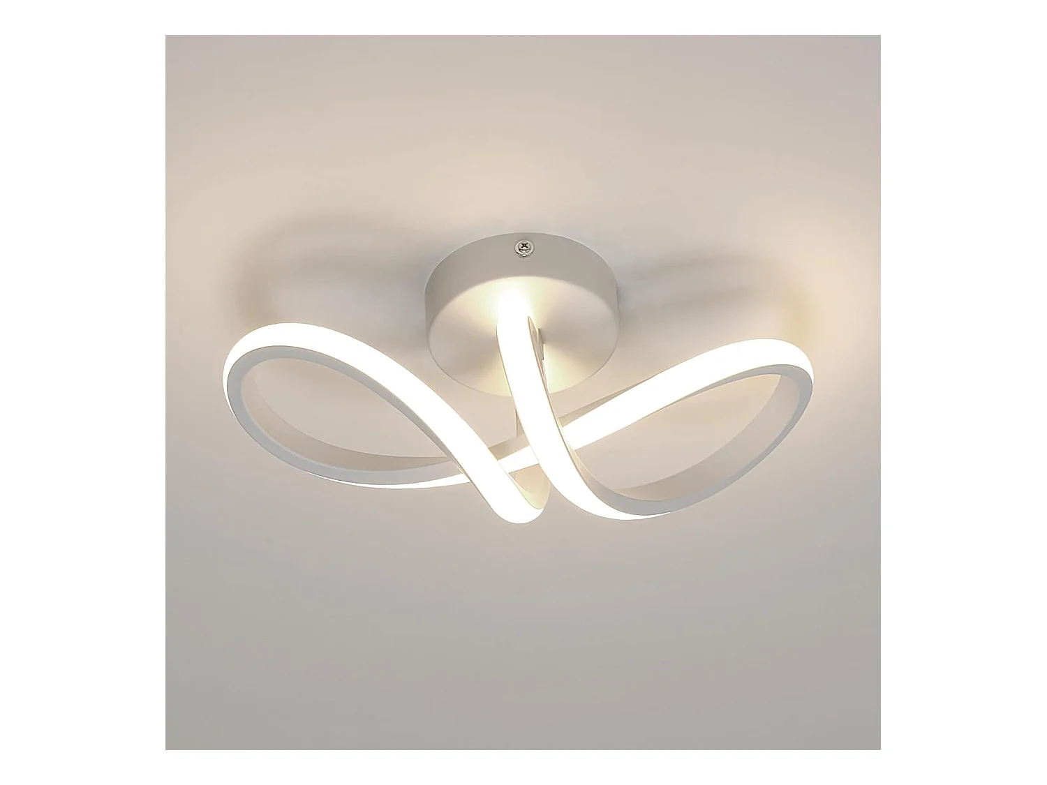 Plafonnier LED Moderne, 20W Plafonnier LED Courbé en Forme de 8, Lustre de Plafond LED 4500K pour Chambre Salon Salle à Manger (Lumière Neutre)