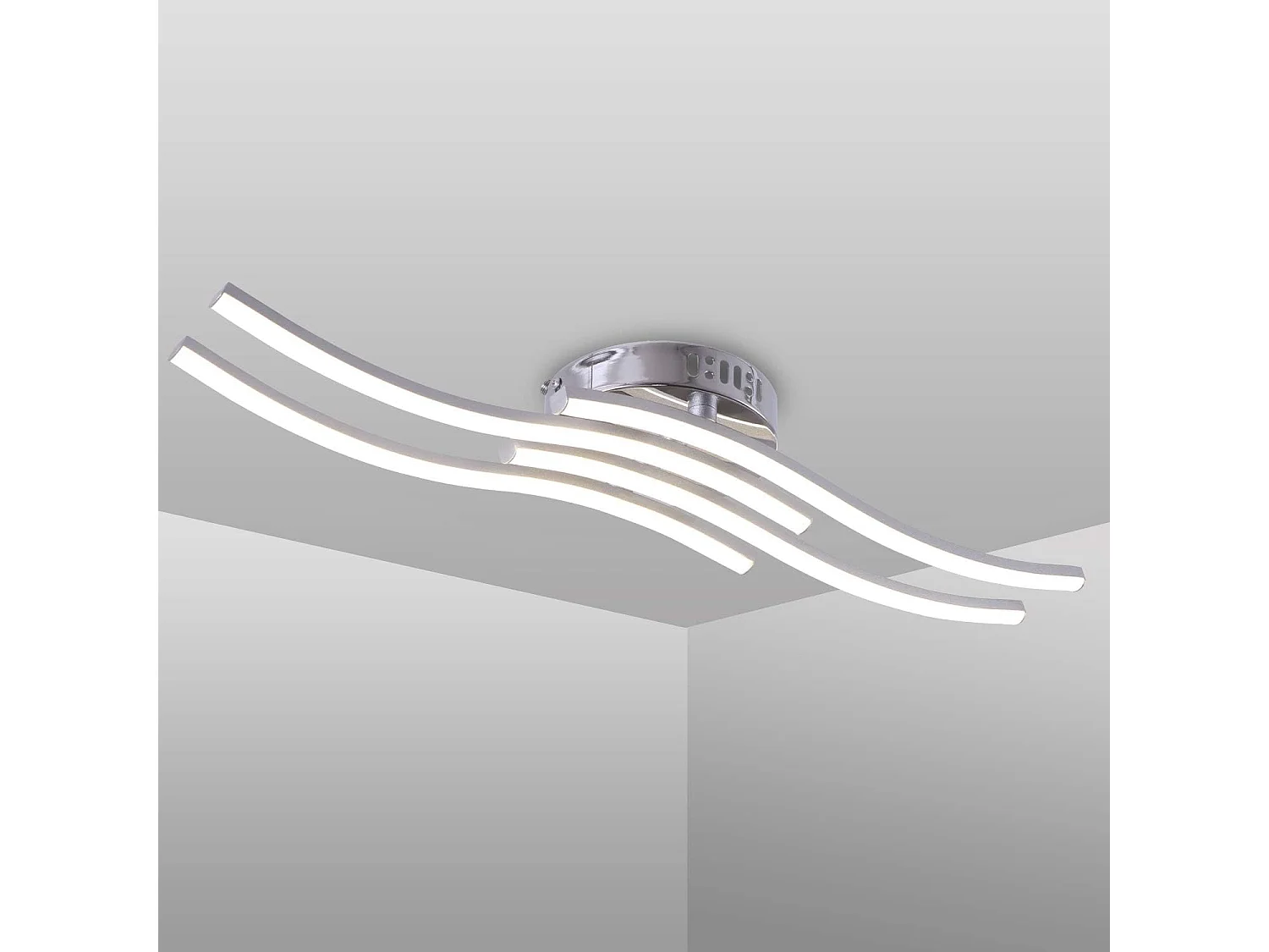 Plafonnier LED en forme de vague, lumière blanche neutre 4000K, LED intégrée 24W 2000 lumens, lustre moderne de salon ou de cuisine (lumière blanche neutre)