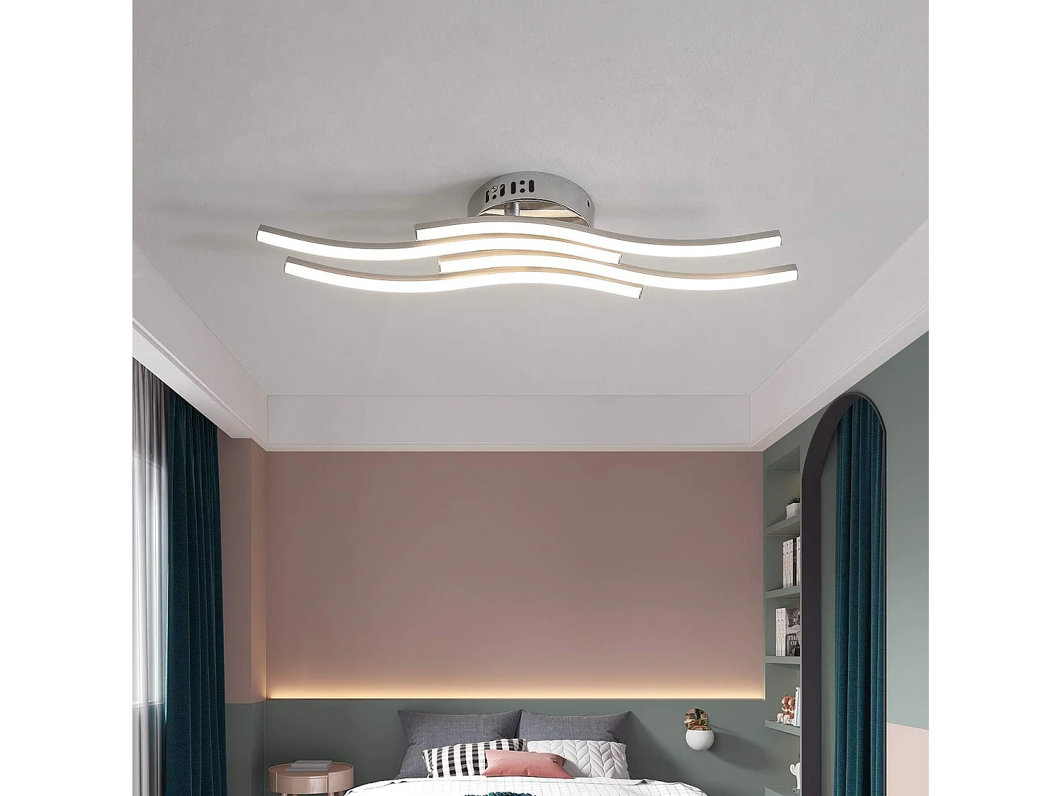 Plafonnier LED en forme de vague, lumière blanche neutre 4000K, LED intégrée 24W 2000 lumens, lustre moderne de salon ou de cuisine (lumière blanche neutre)