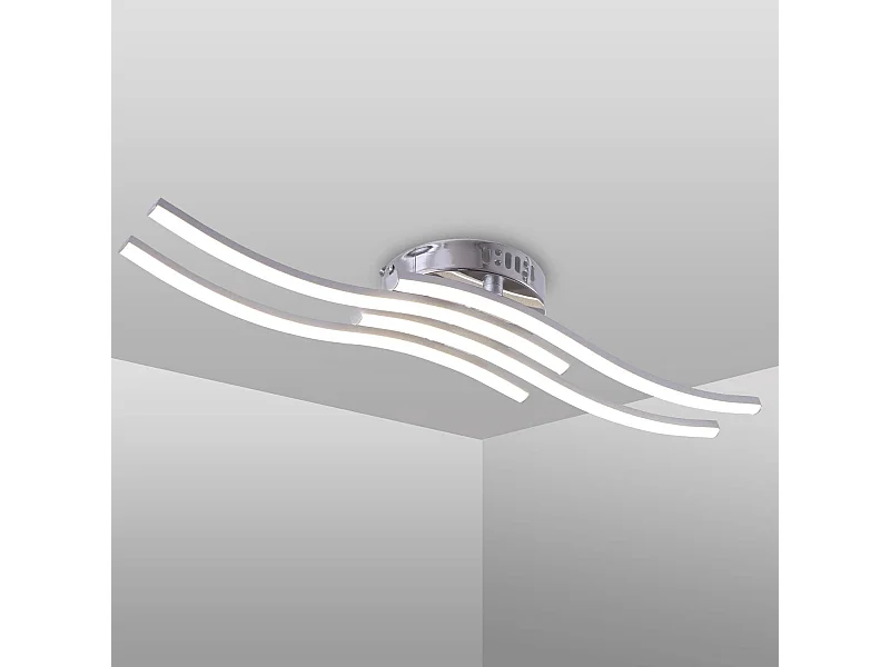 Plafonnier LED en forme de vague, lumière blanche neutre 4000K, LED intégrée 24W 2000 lumens, lustre moderne de salon ou de cuisine (lumière blanche neutre)