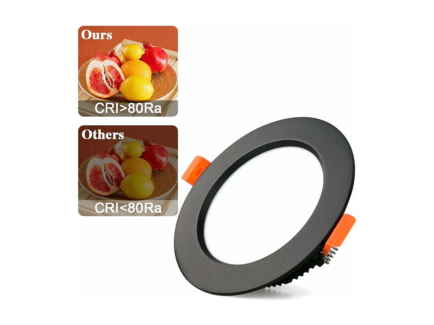 5 Pack LED Spot Encastrable Noir, 9W 900LM = 90W incandescence, IP44, Blanc Froid 6000K, AC 220-240V,Découpe 90-100mm,Rond ultraslim plafond encastré