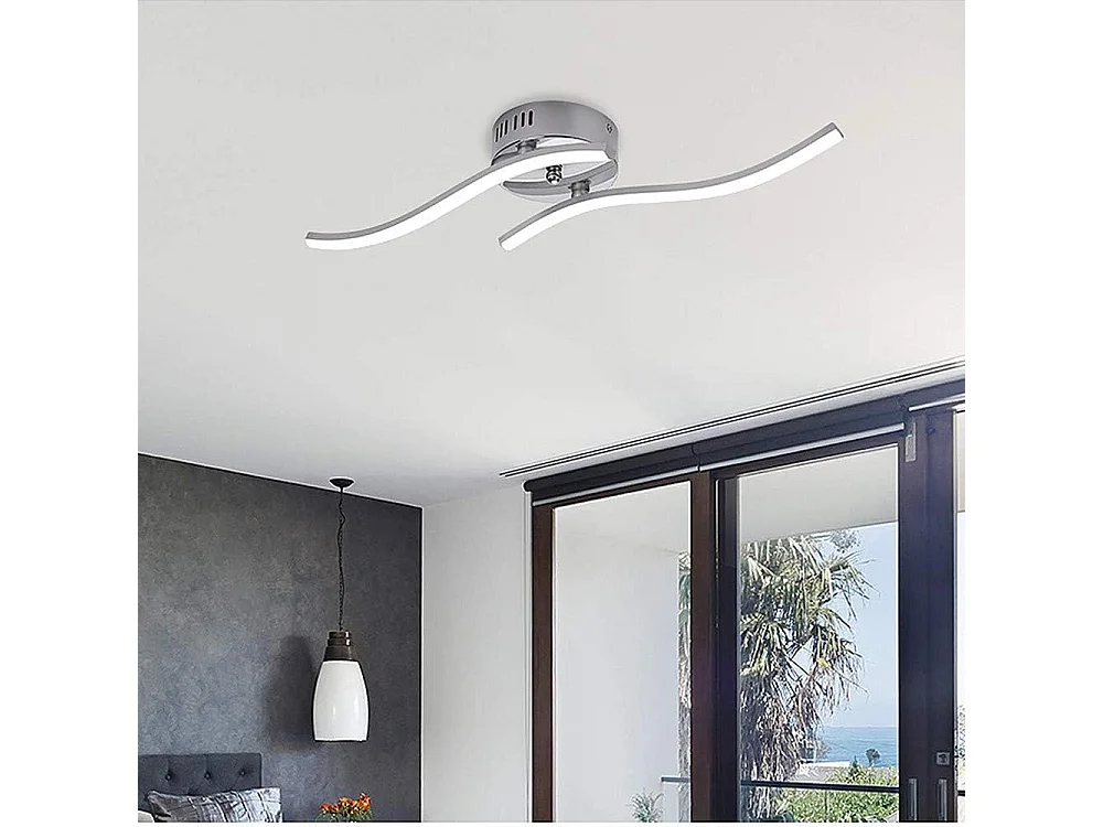 Plafonnier LED, Suspension Luminaire en forme de vague, lumière blanche neutre 4000K, LED intégrées 12W 1100 Lumen, lustre moderne pour salon ou cuisine