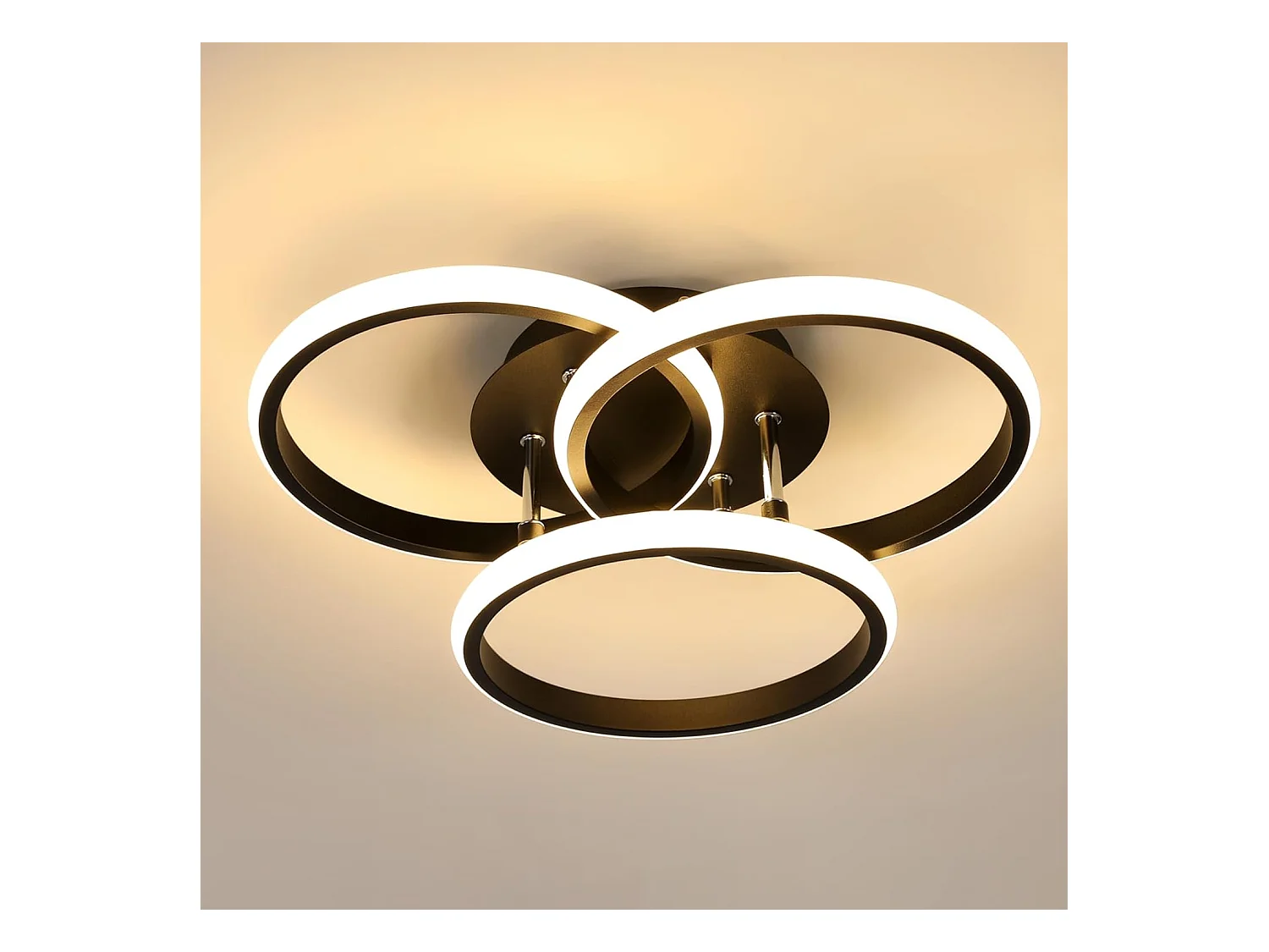 Plafonnier LED Moderne 40CM, 40W 4500LM, Lampe de Plafond Ronde Chambre Lumière Chaude 3000K, Luminaire Plafonnier Noir en Aluminium pour Salon, Cuisine