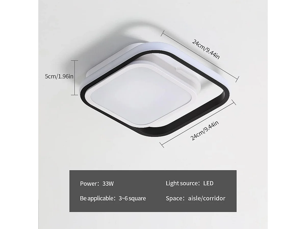 Plafonnier LED Moderne Lumière Chaude, Lampe de Plafond LED Carré 20W, Luminaire Plafonniers 3000K Metal Acrylique Adapté Chambre, Cuisine, Salon