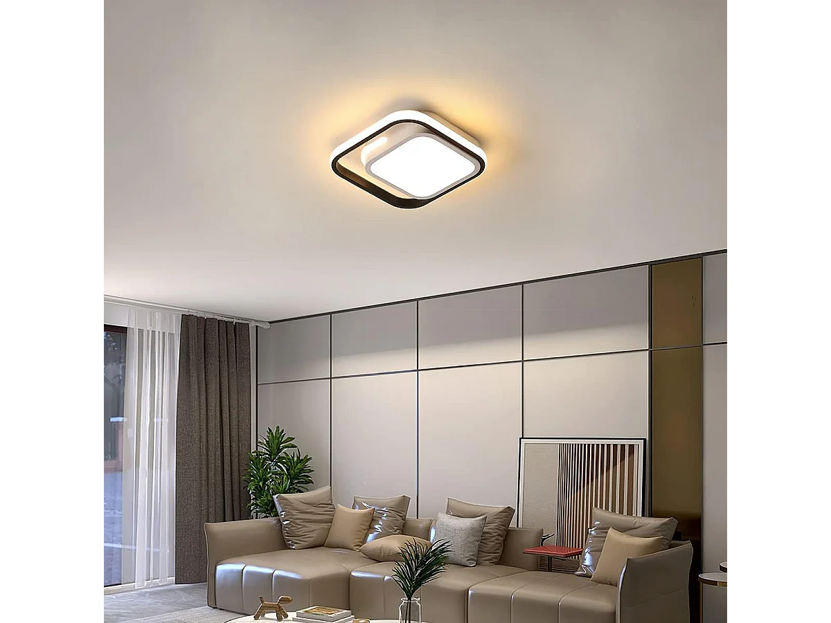 Plafonnier LED Moderne Lumière Chaude, Lampe de Plafond LED Carré 20W, Luminaire Plafonniers 3000K Metal Acrylique Adapté Chambre, Cuisine, Salon