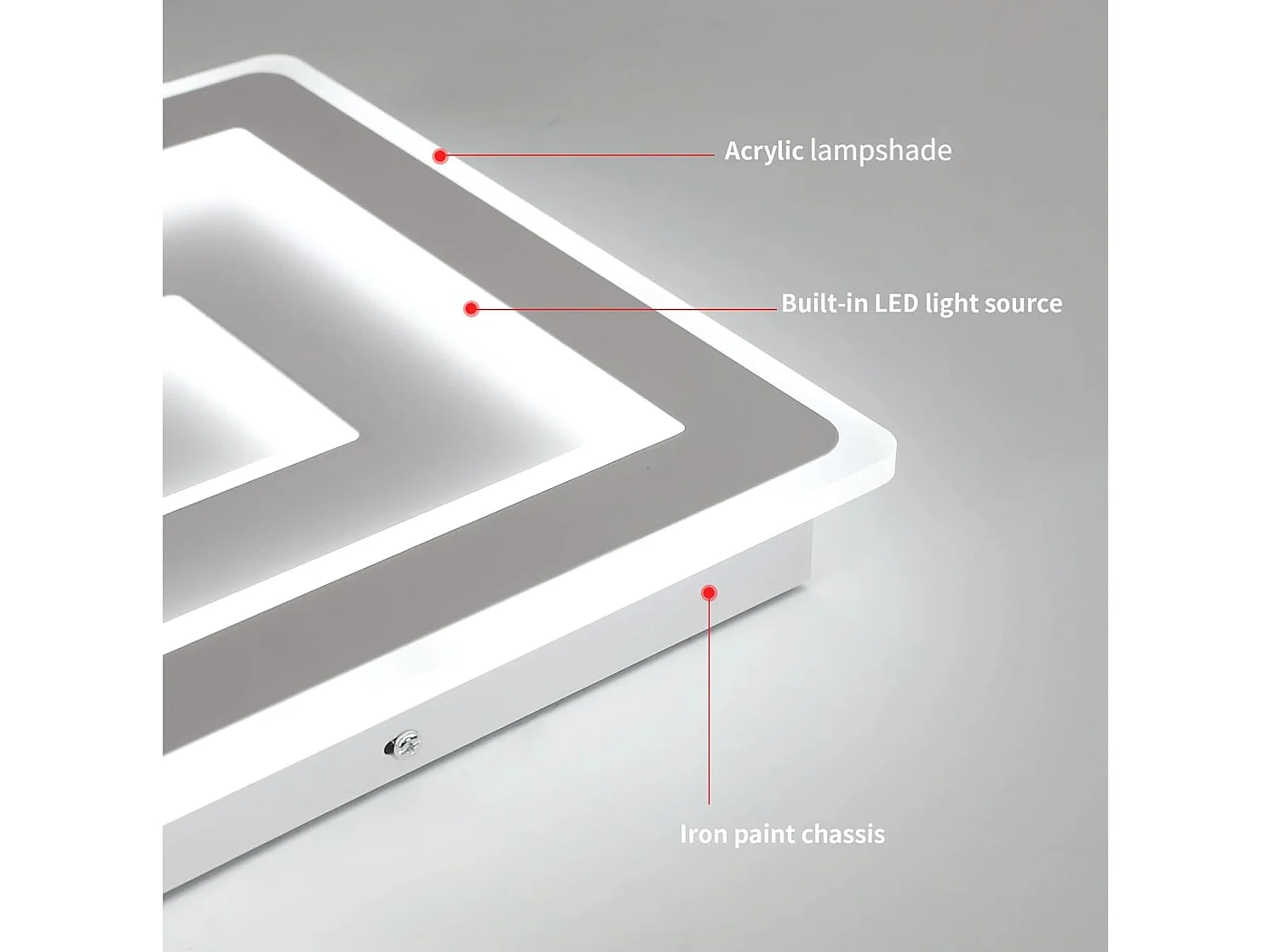 Plafonnier LED Carré,42W 4725LM 30cm Lampe de Plafond LED, Acrylique Luminaire Plafonnier Intérieur Blanc pour Chambre à Coucher,Lumière Blanche Froide 6500K