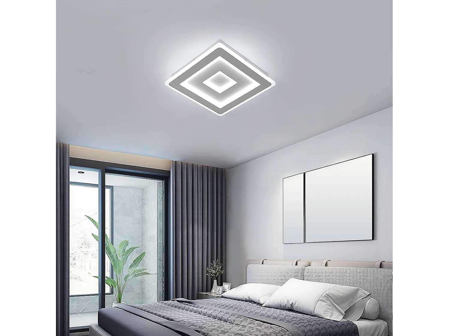 Plafonnier LED carré moderne, 42W 4725LM 30cm LED blanches pour chambre à coucher, salon, blanc froid 6500K