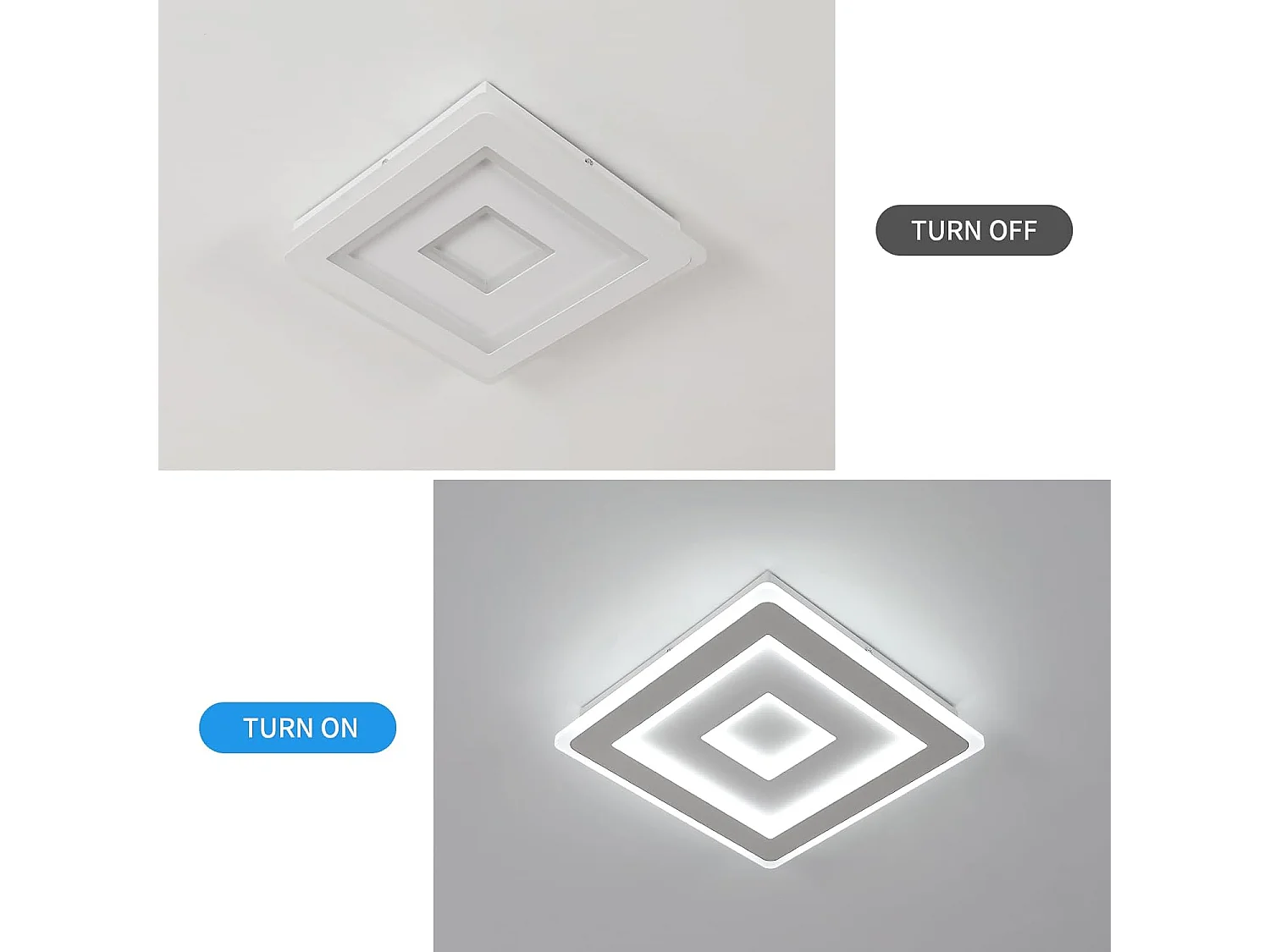 Plafonnier LED carré moderne, 42W 4725LM 30cm LED blanches pour chambre à coucher, salon, blanc froid 6500K