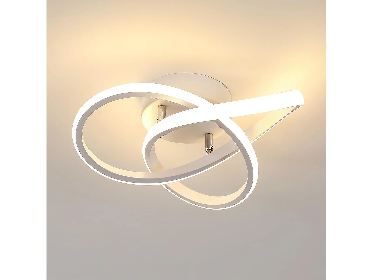 Plafonnier LED Moderne Design Créatif en Aluminium Lampe de Lustre pour Cuisine Salon Chambre Salle à Manger（Blanc 30W Lumière Blanche Chaud 3000K）