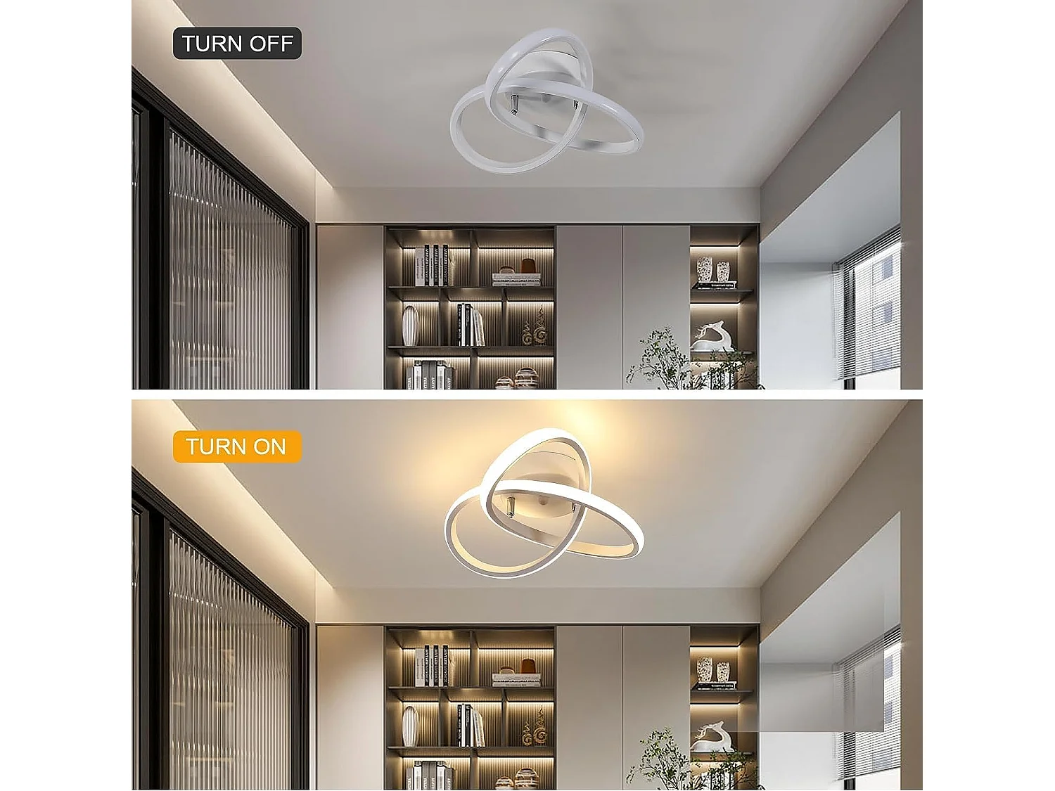 Plafonnier LED Moderne Design Créatif en Aluminium Lampe de Lustre pour Cuisine Salon Chambre Salle à Manger（Blanc 30W Lumière Blanche Chaud 3000K）
