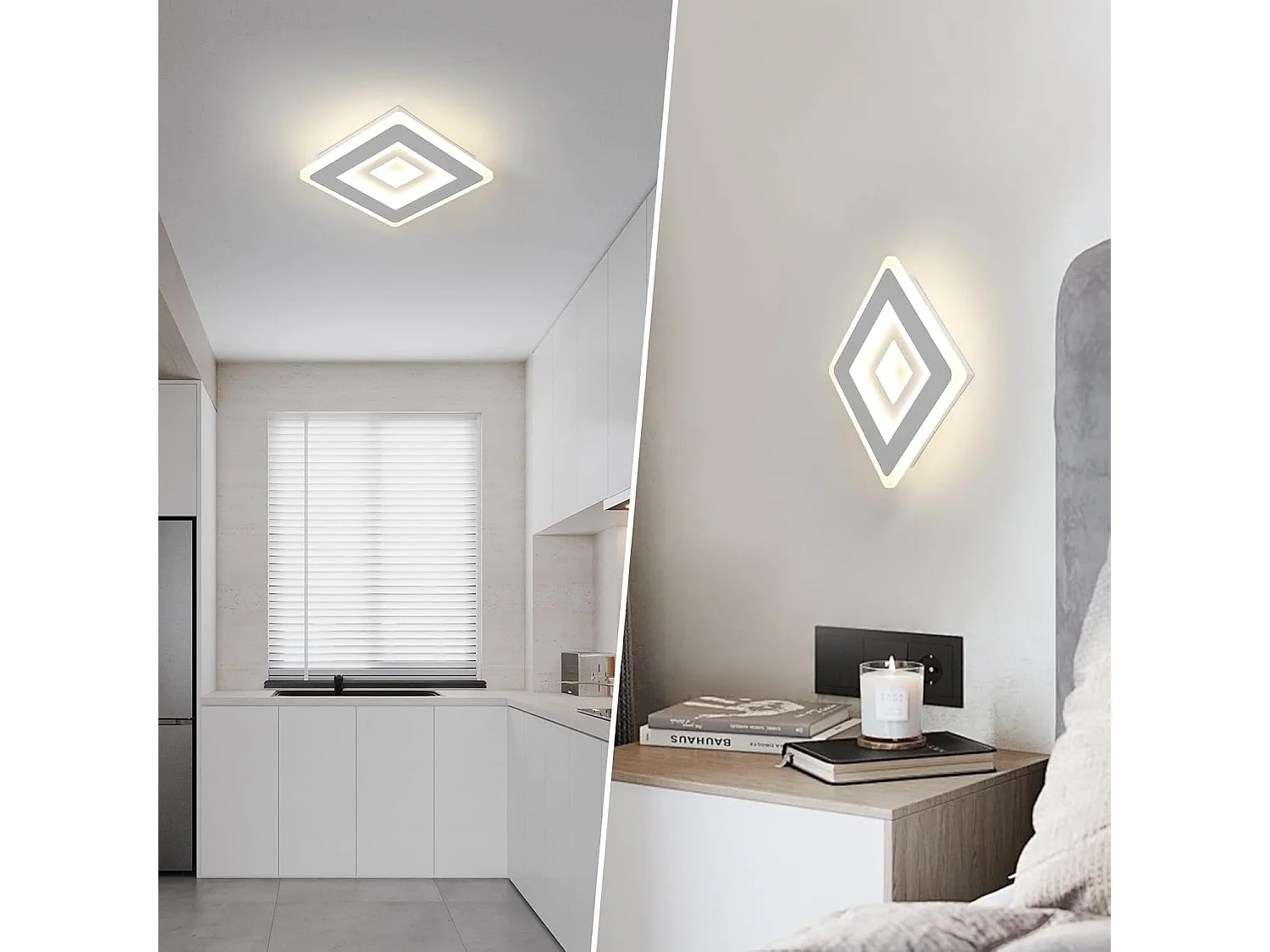Plafonnier LED Moderne, Luminaire Plafonnier Carré 28W 3150LM en Acrylique Blanc pour Chambre à Coucher, Salon, Couloir, Salle D'étude, Lumière Neutre 4500K, 20CM