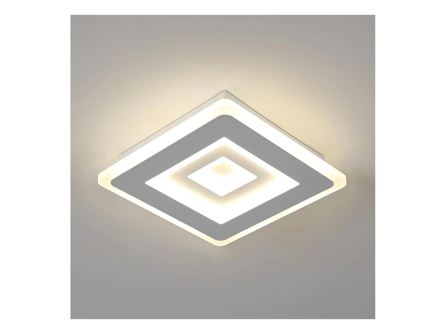 Plafonnier LED Moderne, Luminaire Plafonnier Carré 28W 3150LM en Acrylique Blanc pour Chambre à Coucher, Salon, Couloir, Salle D'étude, Lumière Neutre 4500K, 20CM
