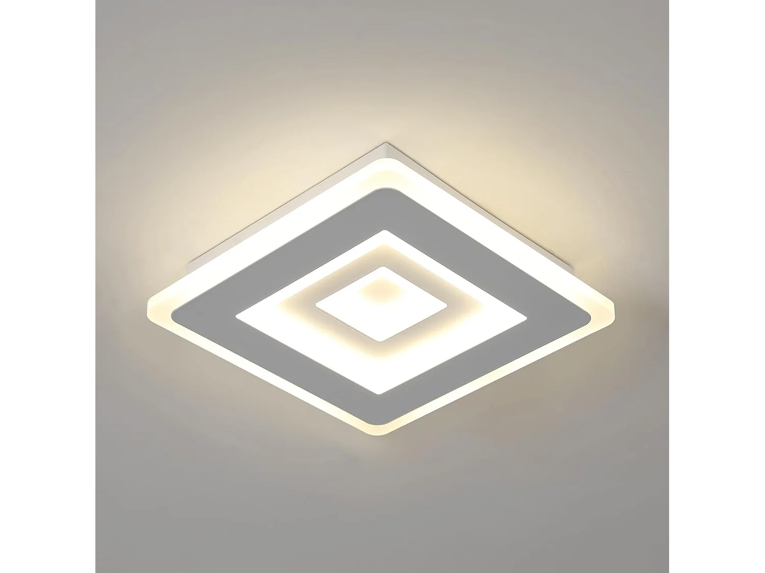 Plafonnier LED Moderne, Luminaire Plafonnier Carré 28W 3150LM en Acrylique Blanc pour Chambre à Coucher, Salon, Couloir, Salle D'étude, Lumière Neutre 4500K, 20CM
