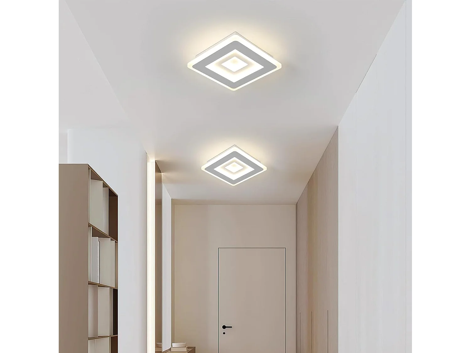 Plafonnier LED Moderne, Luminaire Plafonnier Carré 28W 3150LM en Acrylique Blanc pour Chambre à Coucher, Salon, Couloir, Salle D'étude, Lumière Neutre 4500K, 20CM