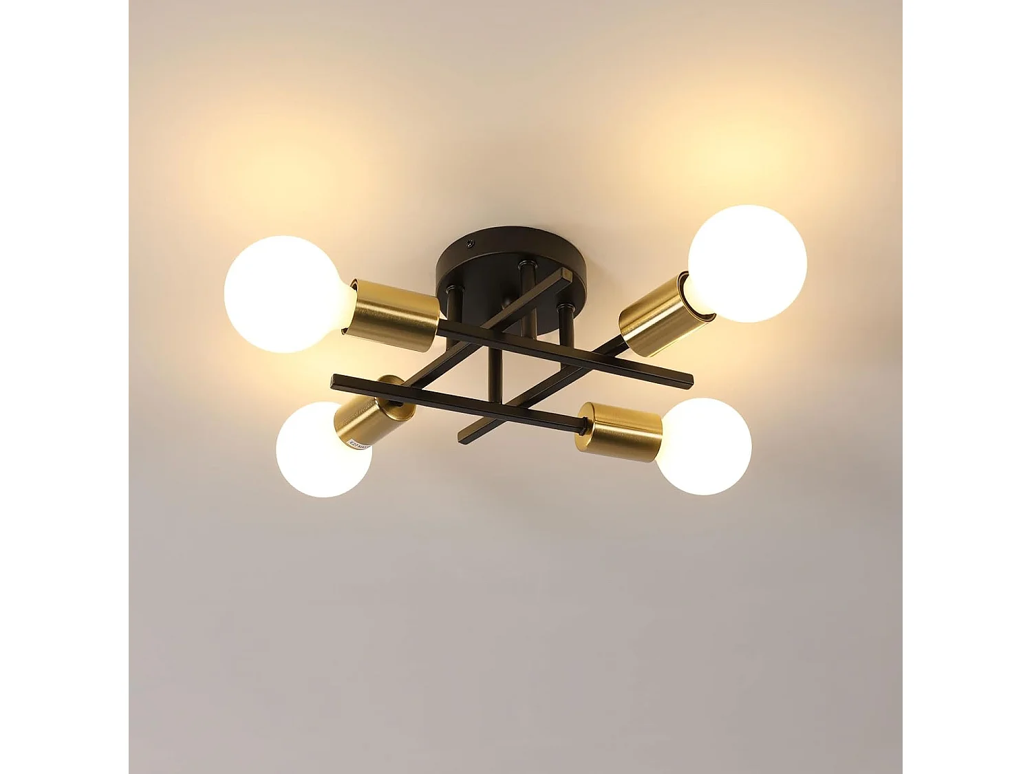 Plafonnier Industriel, 4 Lumières E27 Luminaire Plafonnier Rétro en Métal, Suspension Luminaire Moderne pour Salon,Cuisine et Salle à Manger (Ampoule non Incluse)