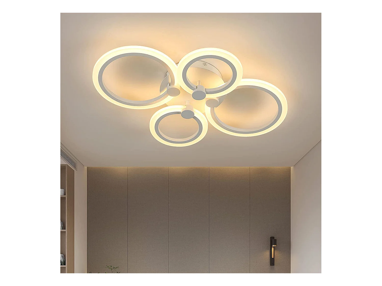Plafonnier LED moderne - Luminaire plafonnier créatif 4 têtes 34W, Lumière chaude 3000K, Plafonnier en métal acrylique pour salon, chambre, salle à manger, bureau