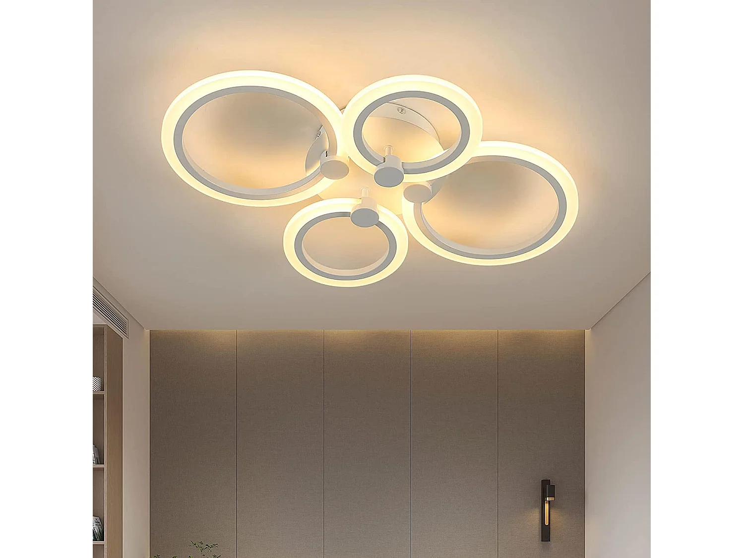 Plafonnier LED moderne - Luminaire plafonnier créatif 4 têtes 34W, Lumière chaude 3000K, Plafonnier en métal acrylique pour salon, chambre, salle à manger, bureau