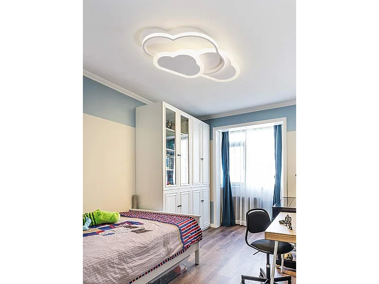 Plafonnier LED, lampe de plafond créatif nuage, 32W 2700lm 42cm, blanc chaud 3000K, plafonniers blancs modernes applique murale pour de salon