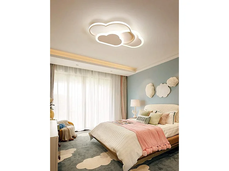 Plafonnier LED, lampe de plafond créatif nuage, 32W 2700lm 42cm, blanc chaud 3000K, plafonniers blancs modernes applique murale pour de salon