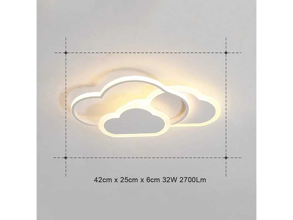 Plafonnier LED, lampe de plafond créatif nuage, 32W 2700lm 42cm, blanc chaud 3000K, plafonniers blancs modernes applique murale pour de salon