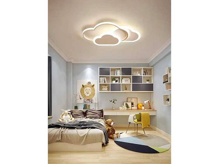 Plafonnier LED, lampe de plafond créatif nuage, 32W 2700lm 42cm, blanc chaud 3000K, plafonniers blancs modernes applique murale pour de salon