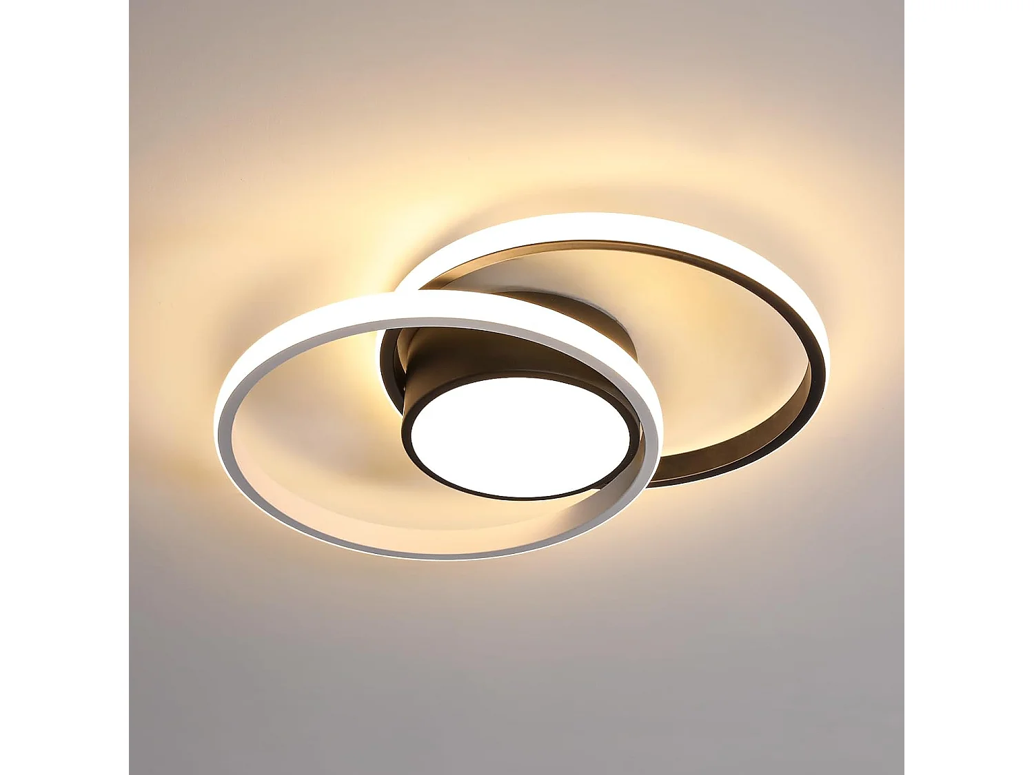 Plafonnier LED Moderne, Noir 39W 4725LM, Design Créatif Rond, Idéal pour Salle à Manger, Couloir, Chambre, Cuisine, Balcon, Lumière Douce 3000K