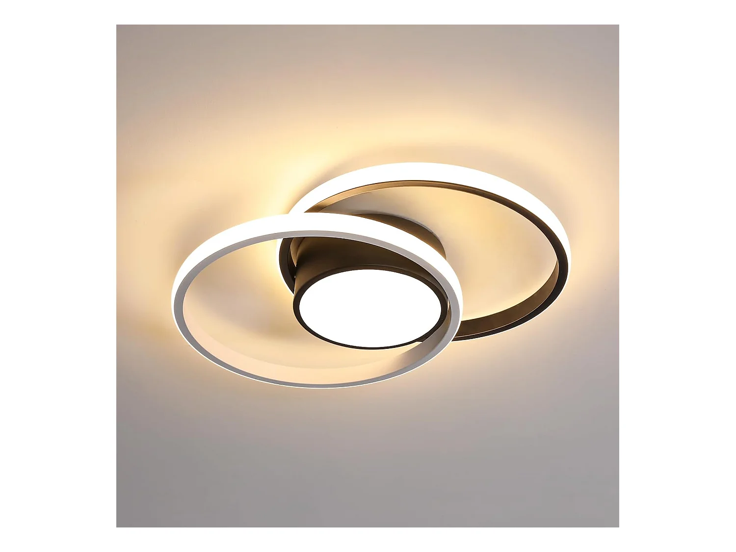 Plafonnier LED Moderne, Noir 39W 4725LM, Design Créatif Rond, Idéal pour Salle à Manger, Couloir, Chambre, Cuisine, Balcon, Lumière Douce 3000K