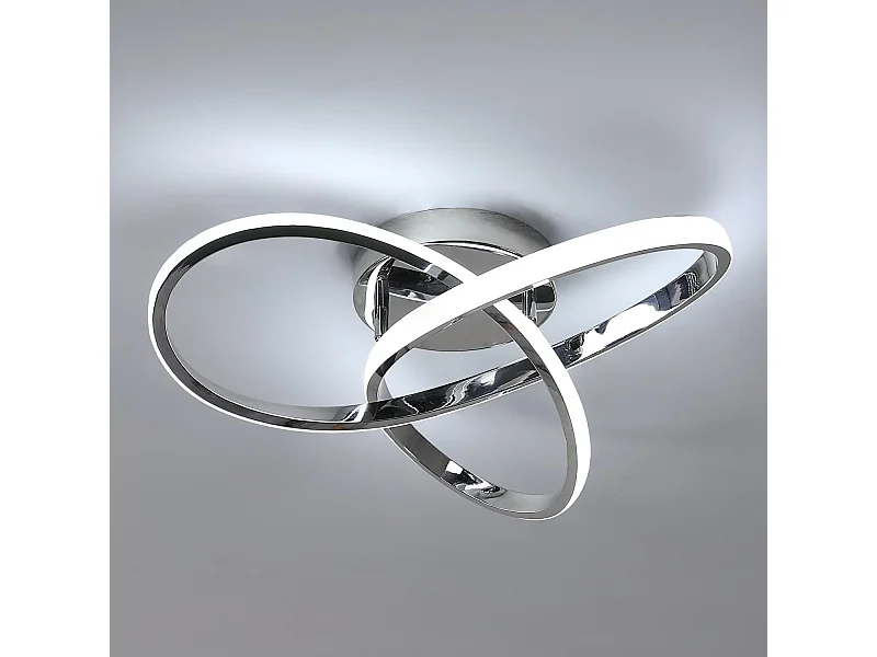 Plafonnier LED, 38W 4275LM Lampe de Plafond Moderne Argent en Acrylique pour Salon, Luminaire Plafonnier pour Chambre Couloir Cuisine,Blanc Froid 6500K, Dia 40cm