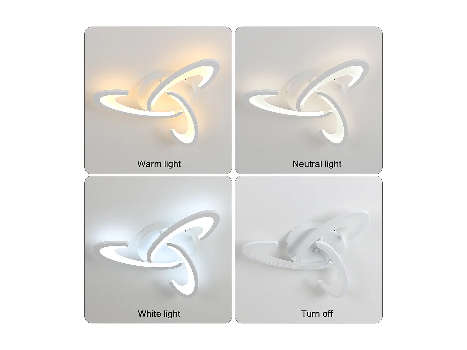 Plafonnier LED Dimmable Moderne, 30W avec Télécommande, 3000K-6500K, 3 Têtes en Acrylique, Luminaire de Plafond LED pour Chambre, Salon, Entrée