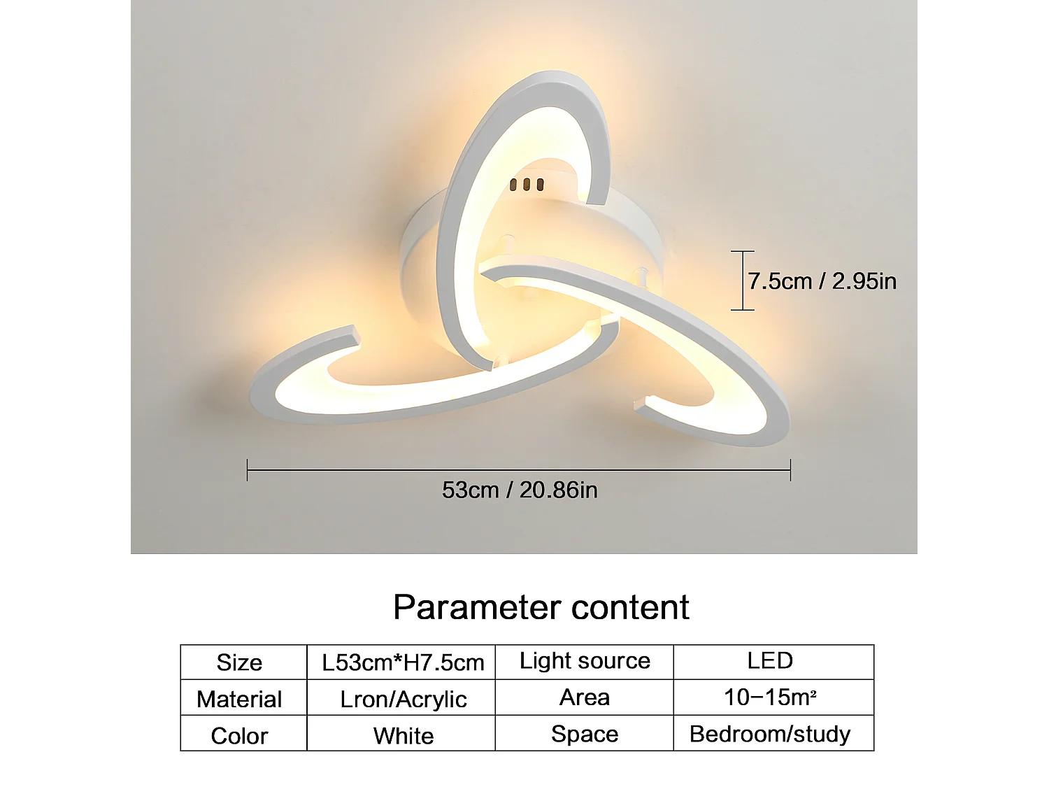 Plafonnier LED Dimmable Moderne, 30W avec Télécommande, 3000K-6500K, 3 Têtes en Acrylique, Luminaire de Plafond LED pour Chambre, Salon, Entrée
