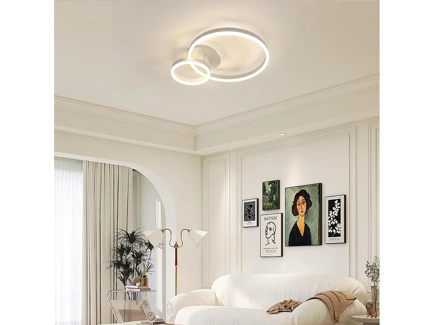 42W 4725LM Plafonnier LED Moderne, Luminaire Plafonnier Rond Ø50cm, Lampe de Plafond en Acrylique pour Salon, Chambre,Lumière Naturelle 4500K, Blanc