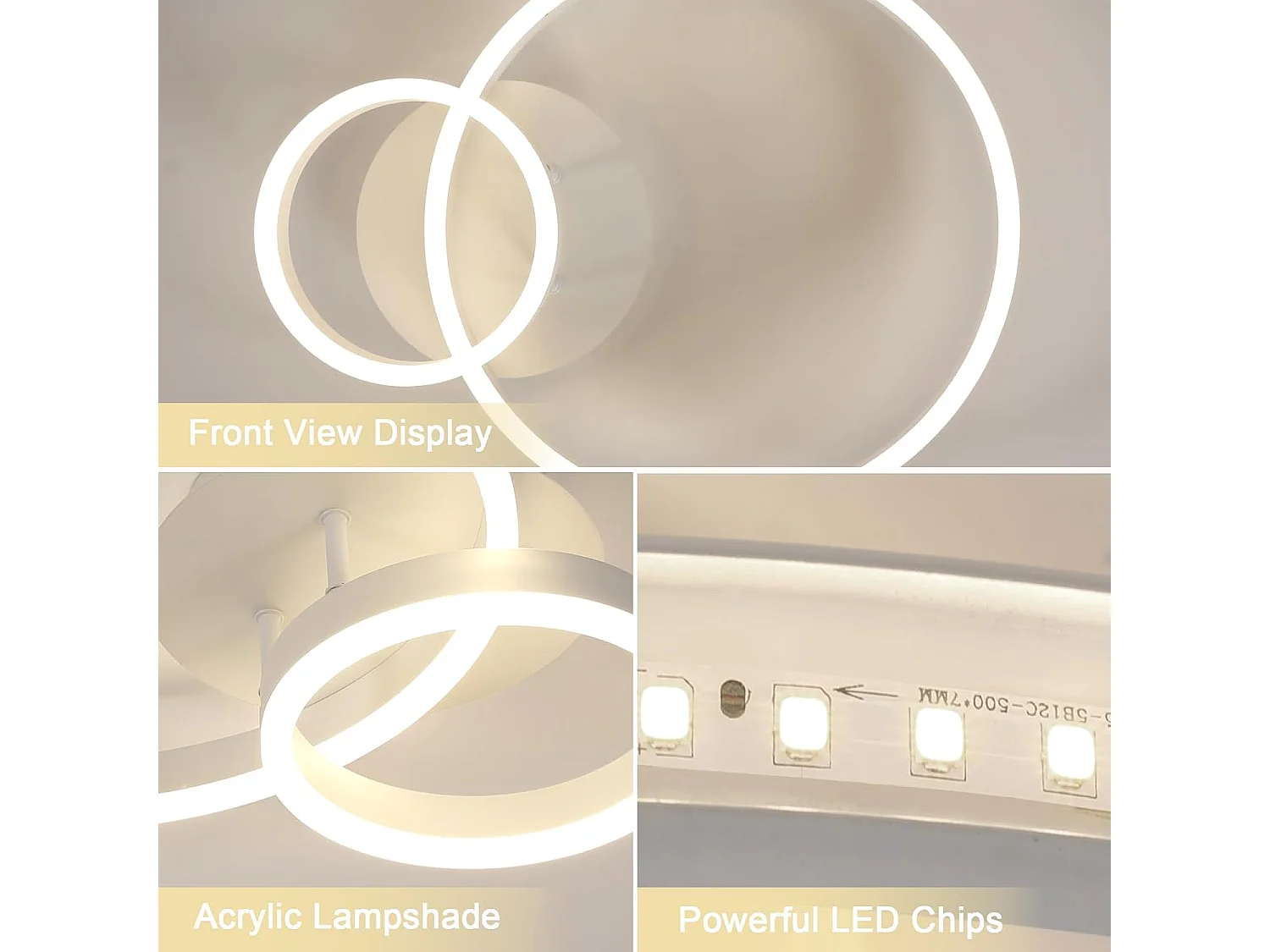 42W 4725LM Plafonnier LED Moderne, Luminaire Plafonnier Rond Ø50cm, Lampe de Plafond en Acrylique pour Salon, Chambre,Lumière Naturelle 4500K, Blanc